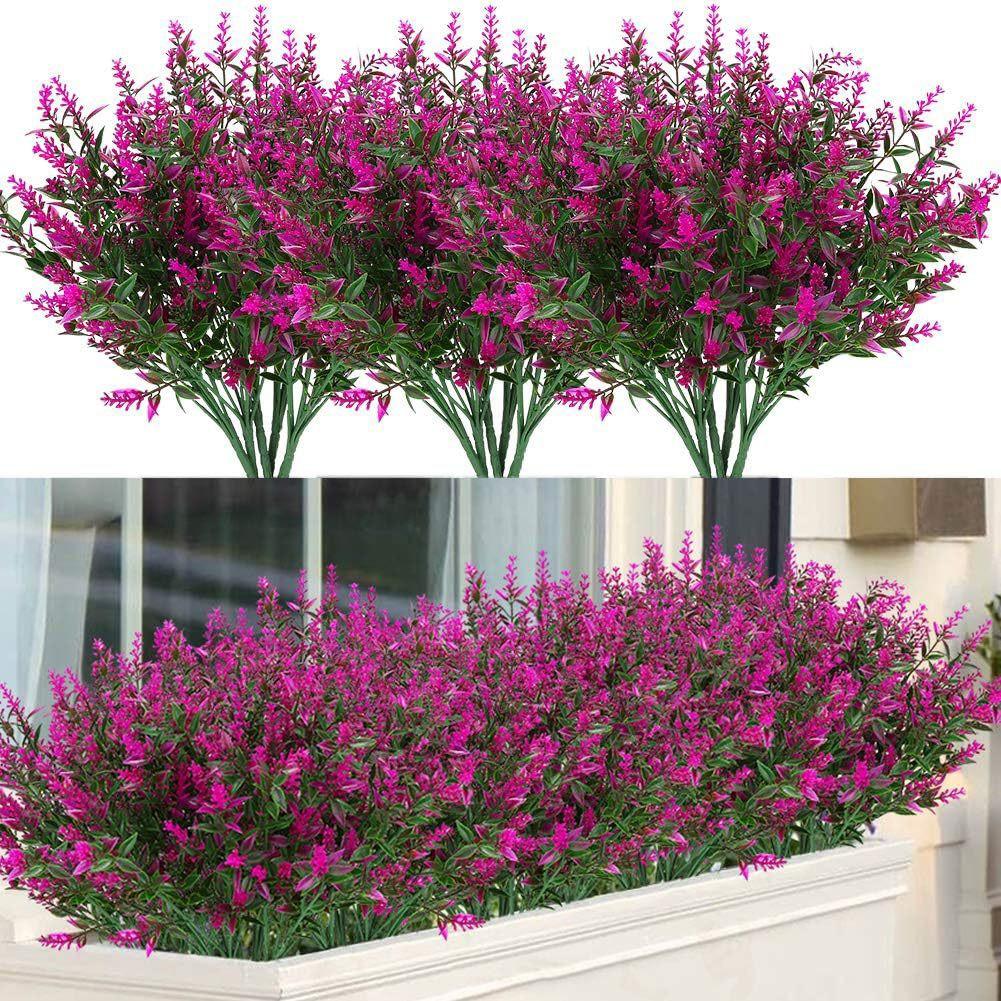 12 Bundles Artificial Flowers Outdoor Fake Shrubs Plants for Home Garden Decor