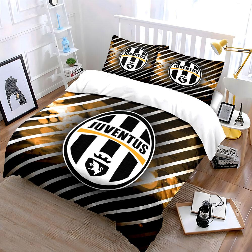 Set Biancheria da Letto a Strisce Juventus Set Copripiumino Copripiumino Federe (1 * Copripiumino 2 * Federe, senza piumino)