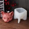 3D Handmade Animal Three Eyes Cat Head Silicone Candle Mold DIY Kitten Dog's head Plaster Crafts Resin Casting Home Decor Gift