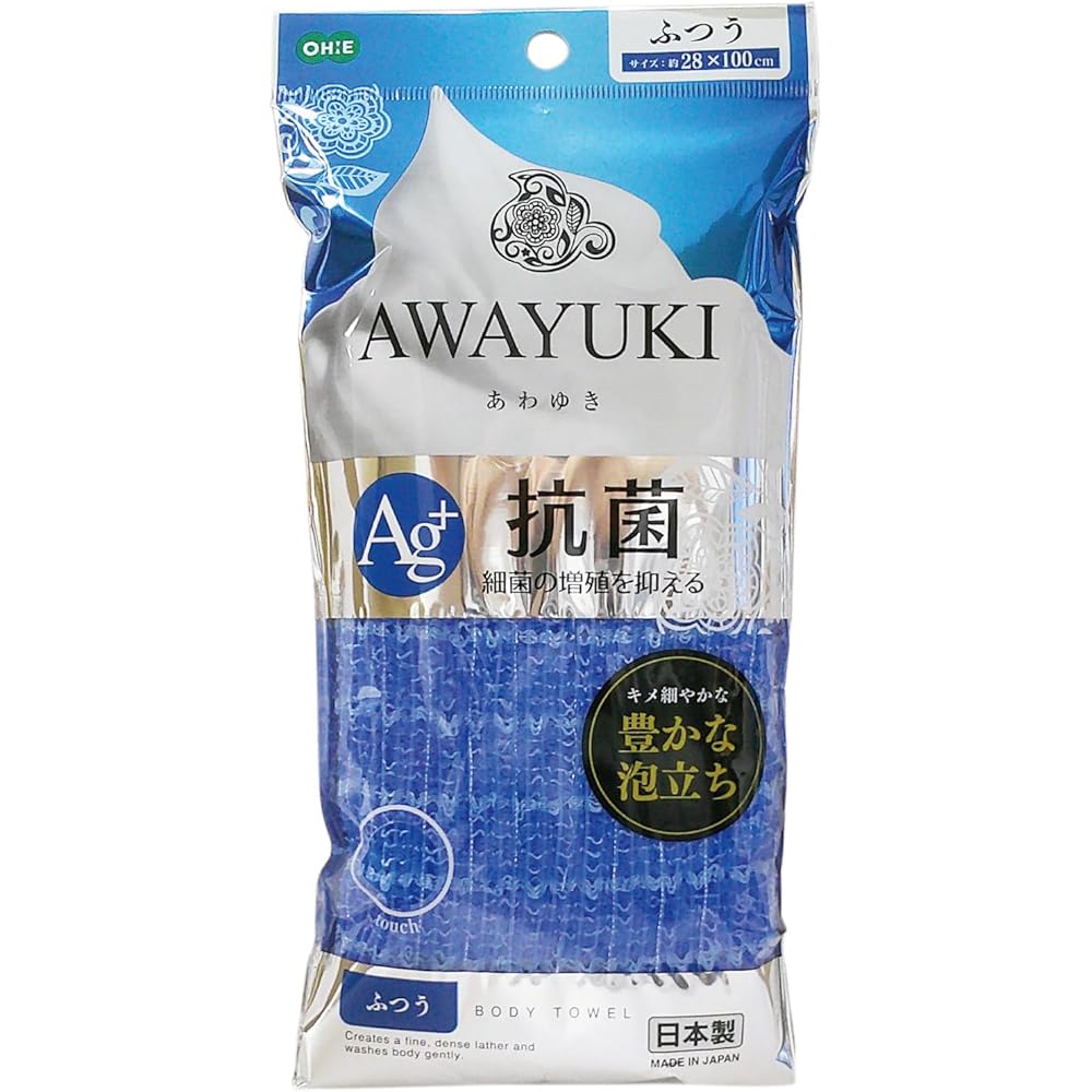 Oe Body Towel 28cm x 100cm Blue Antibacterial Soft Japanese Made Bath Towel