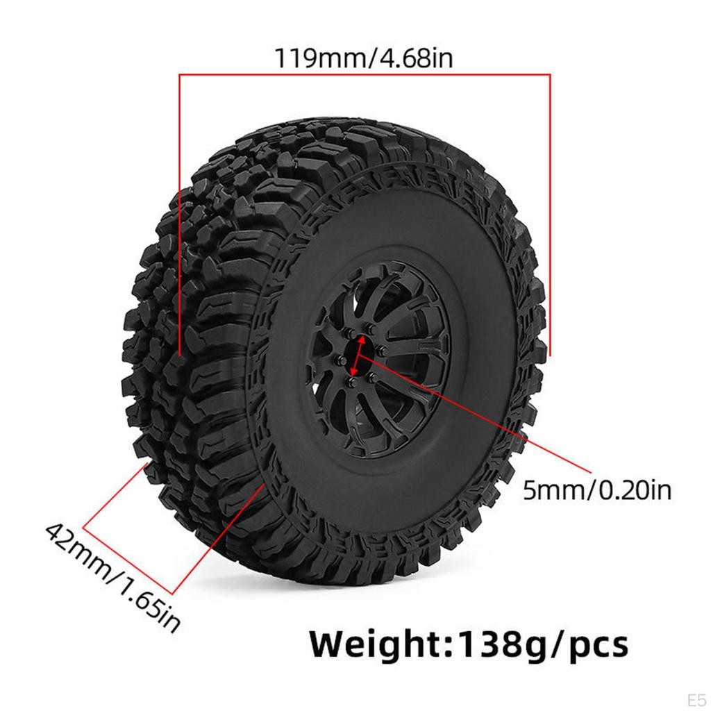 4 Pieces 1/10 Model RC Crawler Tires Parts Accessory Repair Professional Rock Crawling for