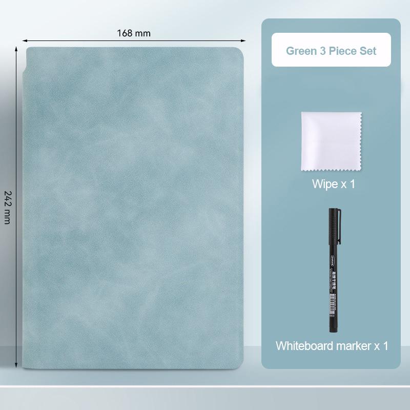 A5 Reusable Whiteboard Notebook Set With Whiteboard Pen Erasing Cloth Leather Memo Book Pad Weekly Planner Portable Notebooks