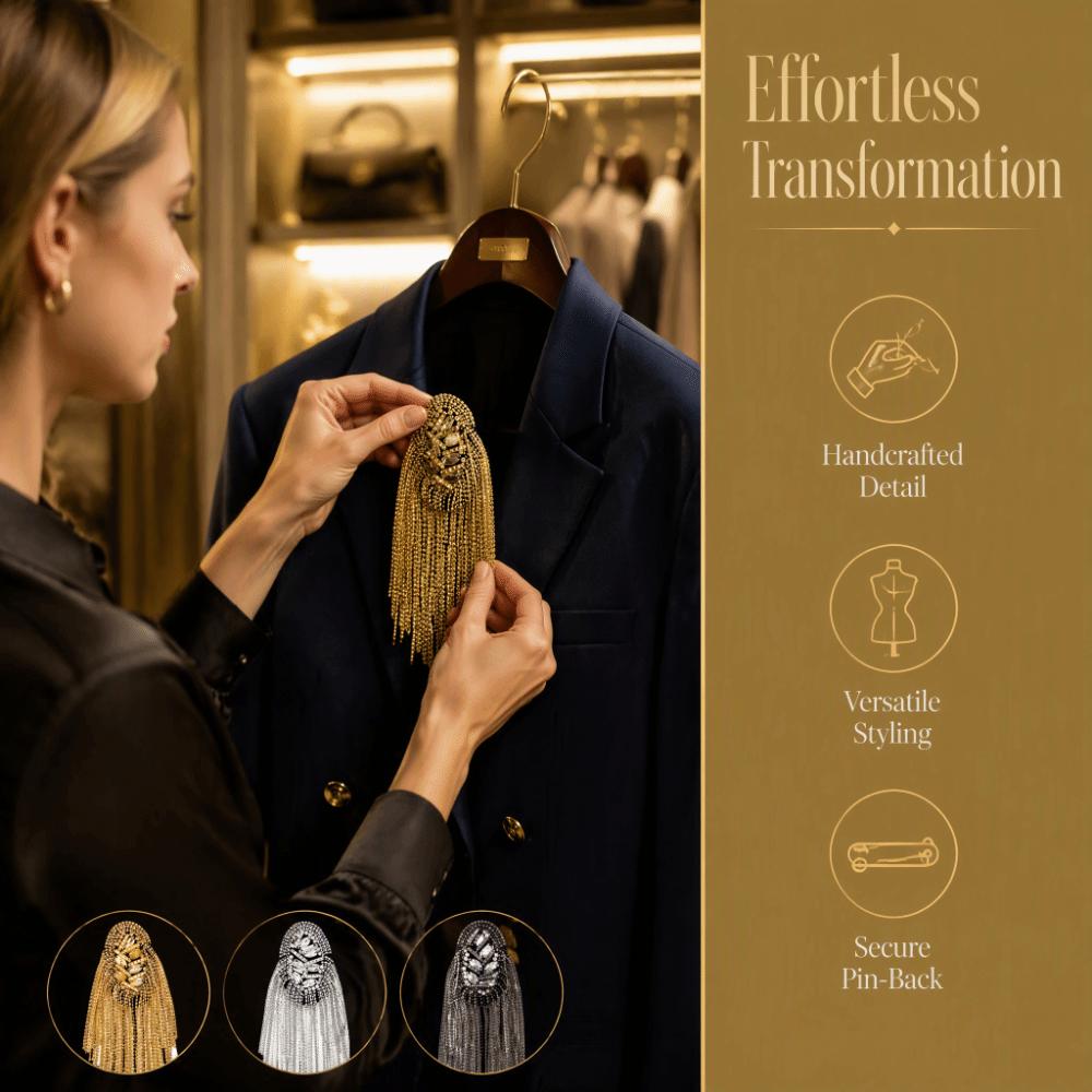 Long Chain Tassel Shoulder Board Vintage Rhinestone Epaulet Shoulder Epaulettes Suit Decoration