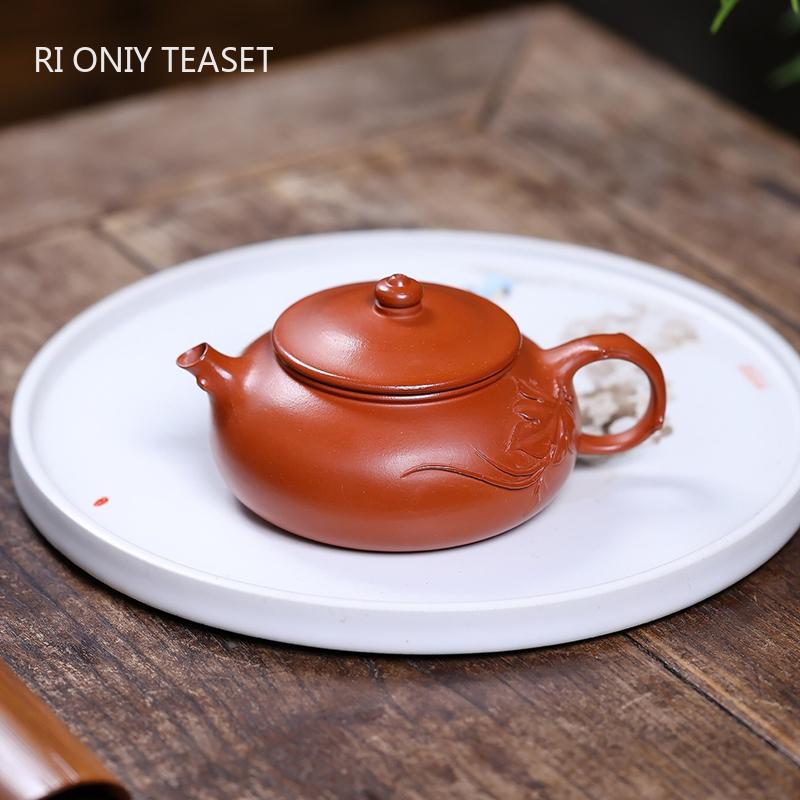 170ml Yixing Purple Clay Teapots Handmade Peach Leaf Tea Pot Beauty Kettle Chinese Tradition Zisha Teaware Tea Ceremony Gifts