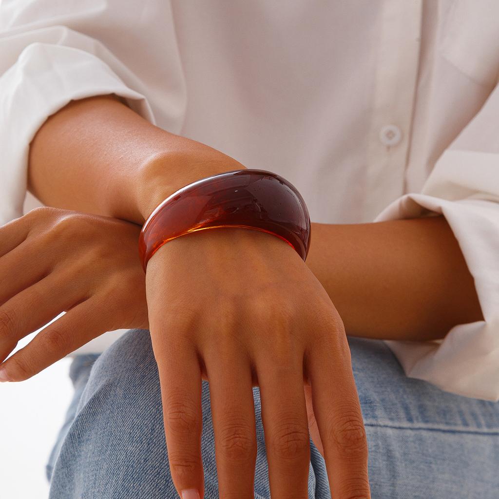 Exaggerated Wind Irregular Translucent Wide-Sided Bracelet, Personalized Color Acrylic Geometric Bracelet