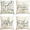 4Pcs Bible Verse Throw Pillow Covers Green Eucalyptus Leaf Scripture Cushion Cases for Living Room Bedroom Sofa Farmhouse Home
