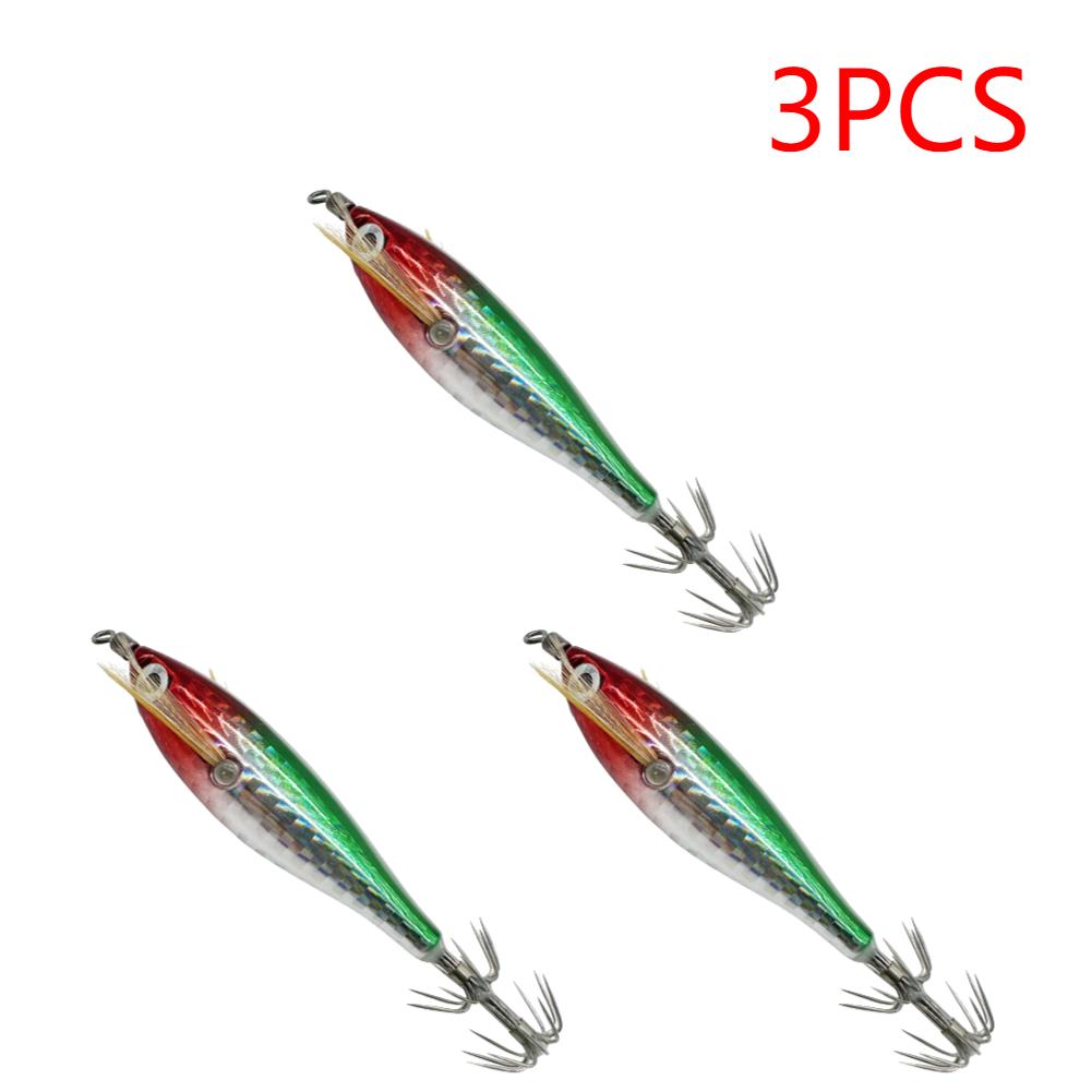 3/2/1PCS 5.5g Laser Luminous Floating Horizontal Wood Shrimp Egi Lure Squid Jigging Shrimp Hook Octopus Cuttlefish Fishing Baits
