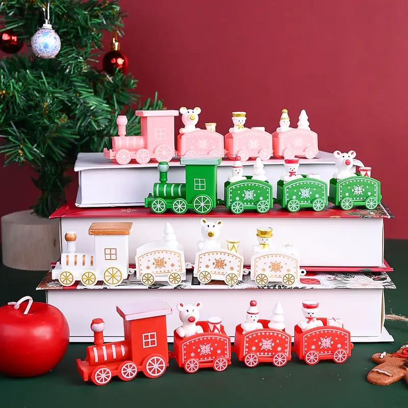 1-10PCS Small Christmas Train Decoration Cute Mini Ornament for Holiday Cake Topper Party Display and Festive Children Gift