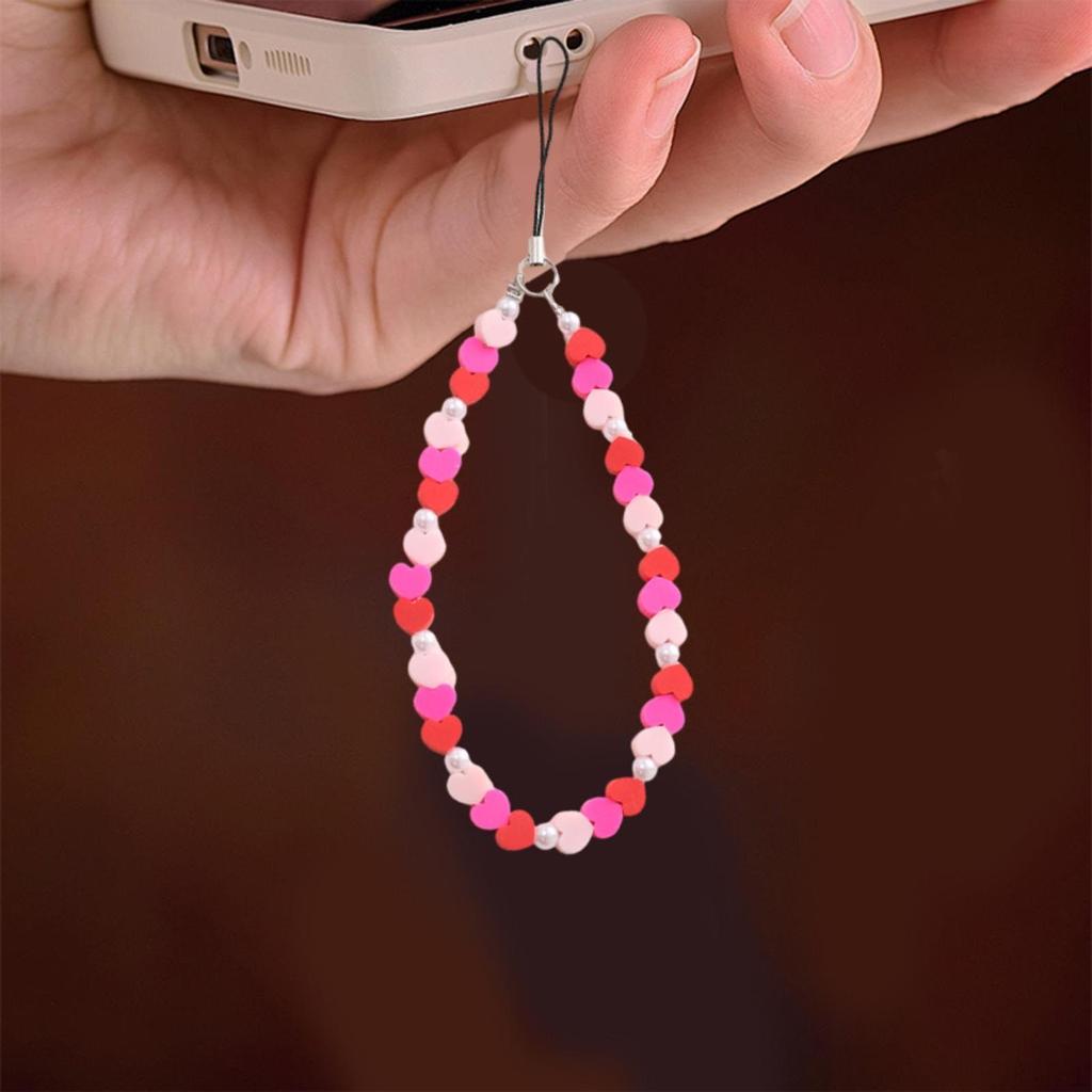 Cartoon Beaded Phone Lanyard Case Wrist Strap Wristlet Lightweight Stylish Key Chains Jewelry