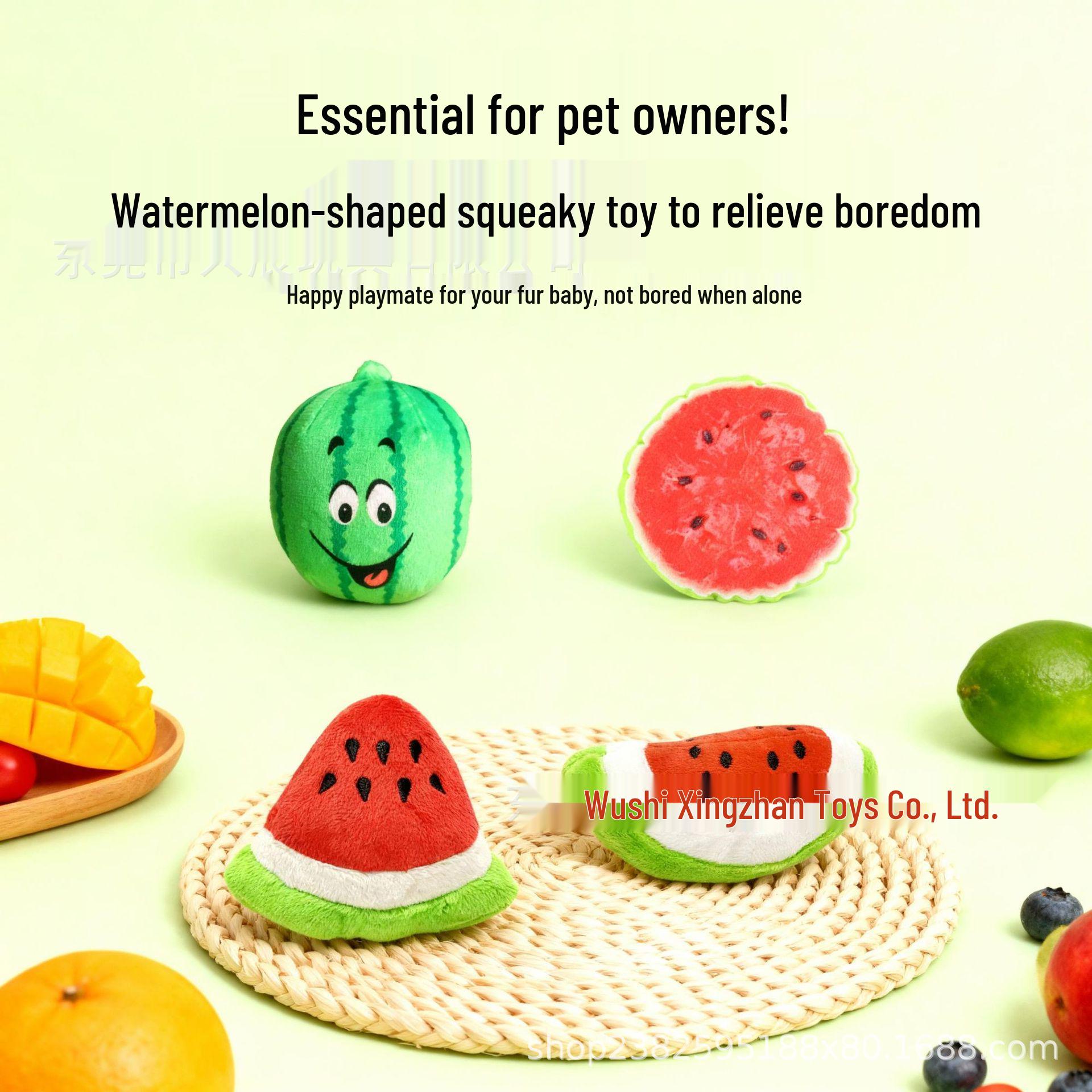 

Pet Plush Squeaky Toy - Summer Watermelon Series Stress Relief Round Watermelon