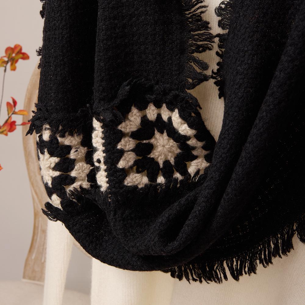2025 Autumn/Winter Cashmere Patchwork Crochet Scarf & Shawl for Men and Women