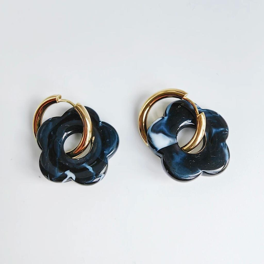 Colorful Flower Acrylic Titanium Steel Earrings