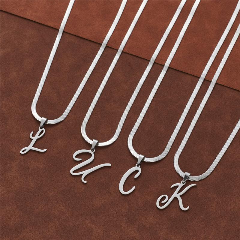 Dainty Initial Necklace Silver 26 Letters Snake Chain Necklaces for Women Girls Jewelry Choker Birthday Gifts