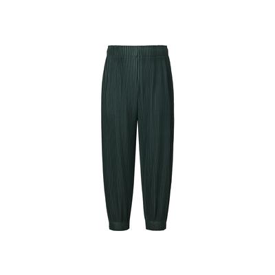 MONPLISSE [Unisex] Band Jogger Straight Fit Pleated Pants (Dark Green)