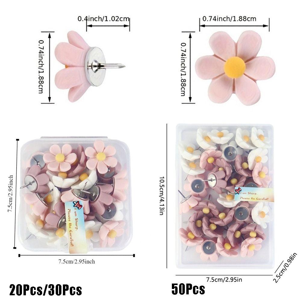 20/30/50Pcs Photo Wall Decor Six-Petal Flower Pushpins Creative Thumb Tacks  School