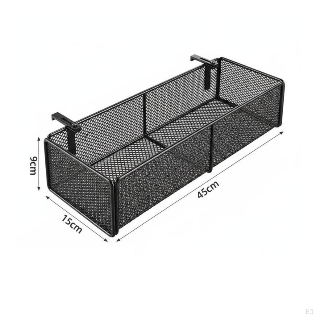 Hanging Desk Basket OpenMesh Top Rectangular Office Storage Black Enlarged