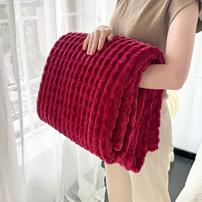 Autumn Winter Warm Striped Plaid Flannel Fleece Throw Blanket