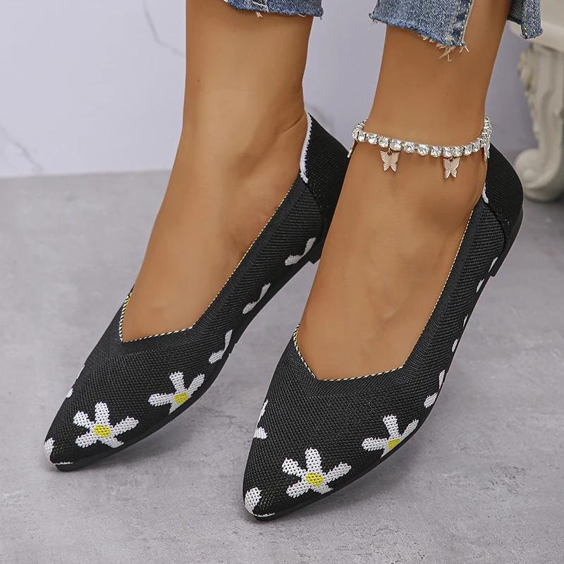 

Модные женские туфли на плоской подошве, сетчатые трикотажные мокасины, эластичные балетки на плоской подошве, туфли на плоской подошве, удобные кроссовки на плоской подошве для женщин, Zapatos De Mujer 36 чёрный