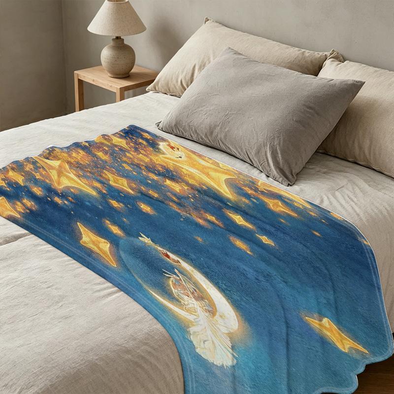 Postpartum Maternity Flannel Blanket Dreamy Starry, Anti-Pilling, Soft & Skin-Friendly, Warm Cozy for Home Relax, Ideal for Christmas & Halloween