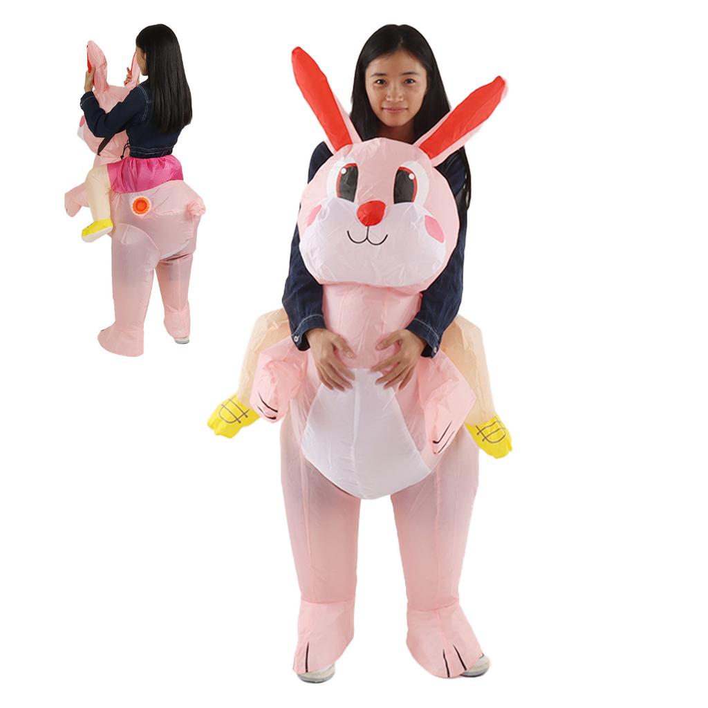 Easter Bunny Inflatable Costume Cute Festive Blow Up Riding Rabbit for Boys Girls Birthday Gifts 80‑120cm/31.5‑47.2in