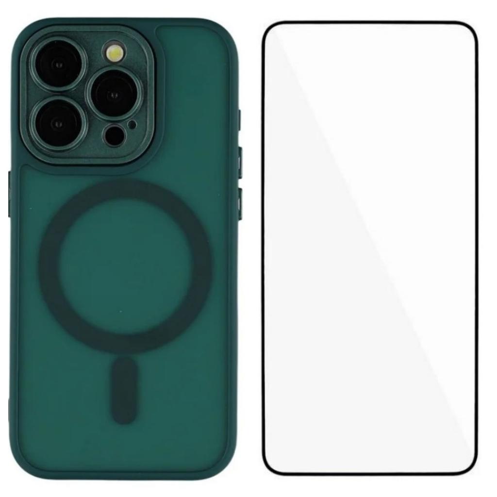 For iPhone 15 Pro Max Case Compatible with MagSafe WANLONFENG QB Series PC TPU Phone Cover with Screen Film