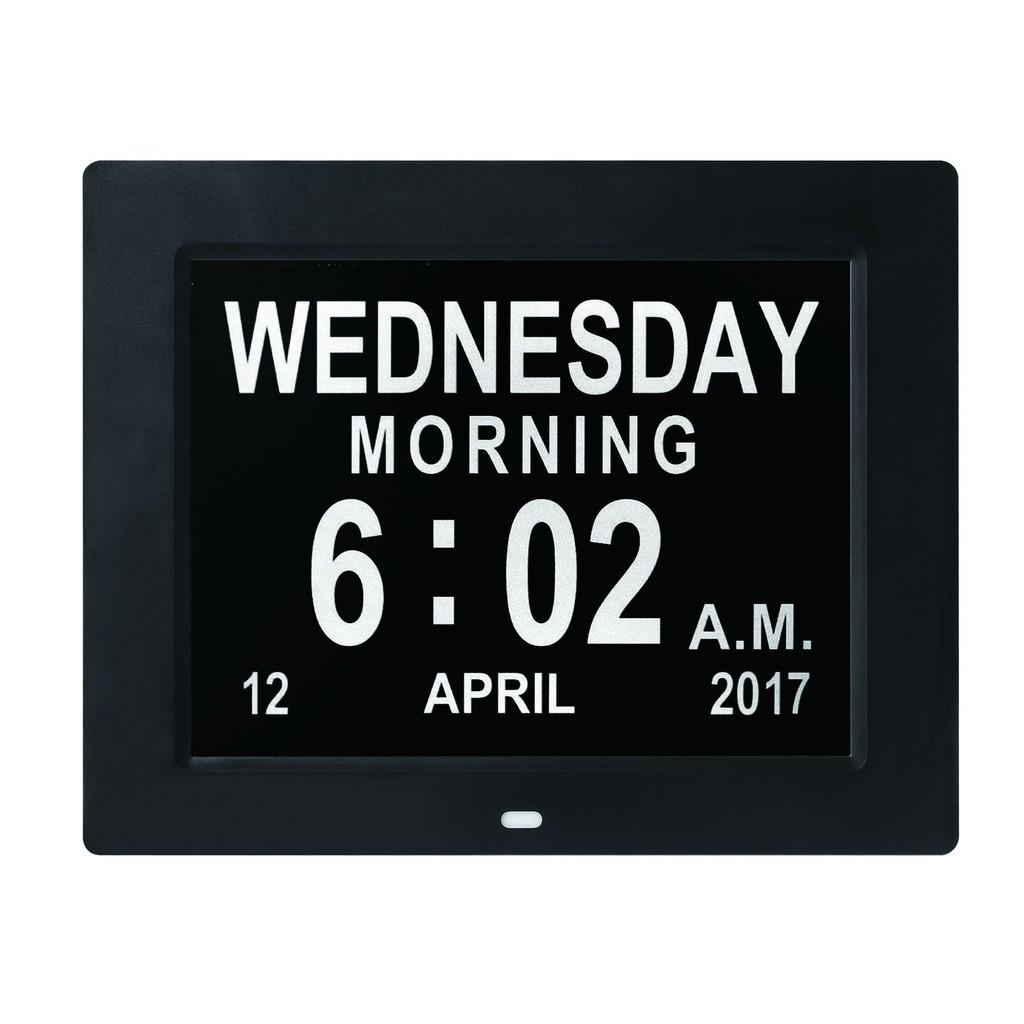 Porta-Retrato Digital de Alta Definição de 8 polegadas com Fonte Grande Calendário Eletrônico Despertador Para Idosos