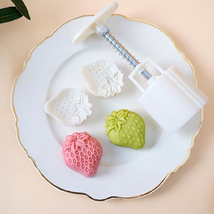 Mooncake Mould 50g with 2 Different Strawberry Shaped Stamps Mid-Autumn Festival