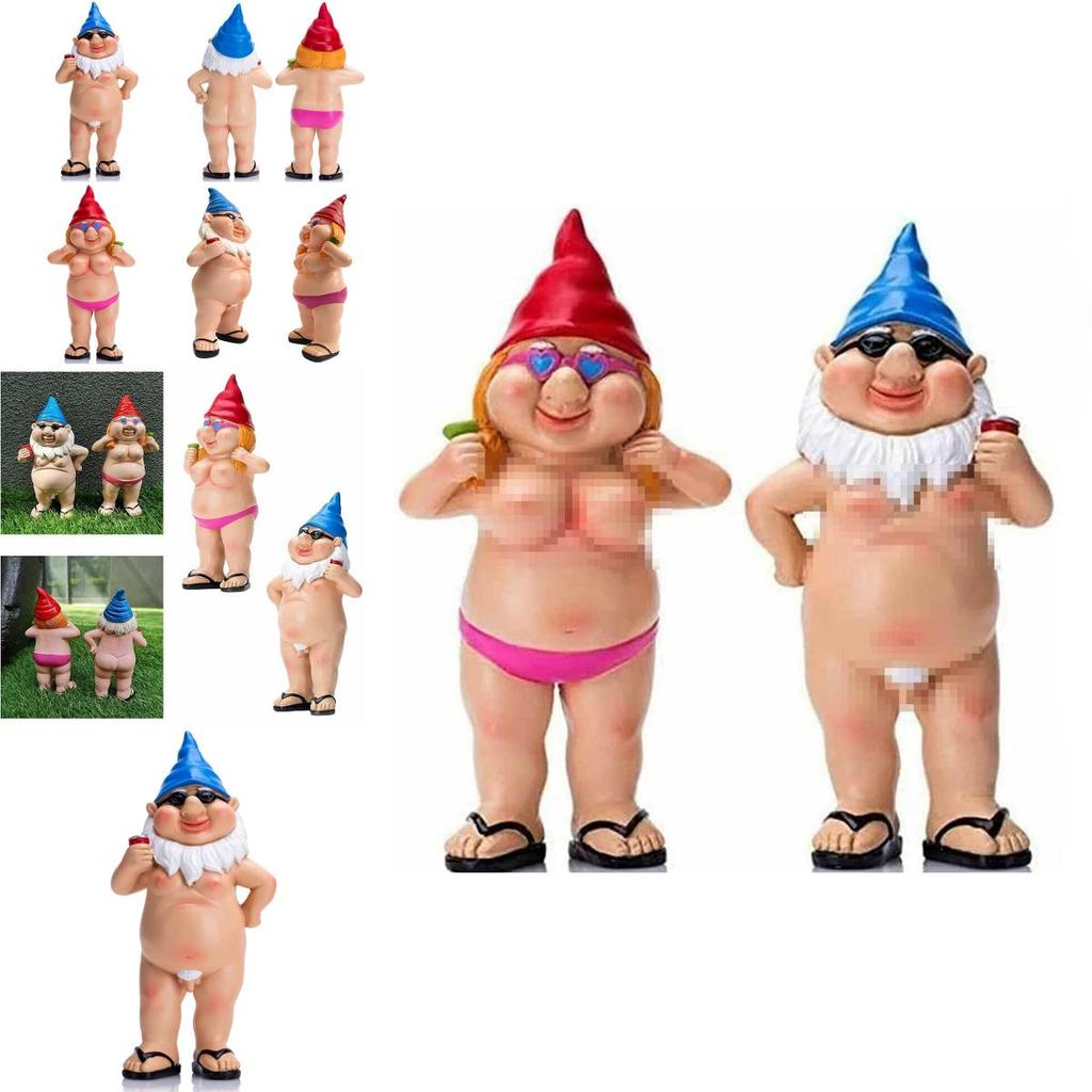 Naked Resin Gnome Statue For Magical Garden Decor Nudist Gift
