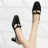 Fashion Heeled Sandals Back Empty Bow High Heels Women's 2025 New Summer Temperament Thick Heel Sandals Woman Shoes
