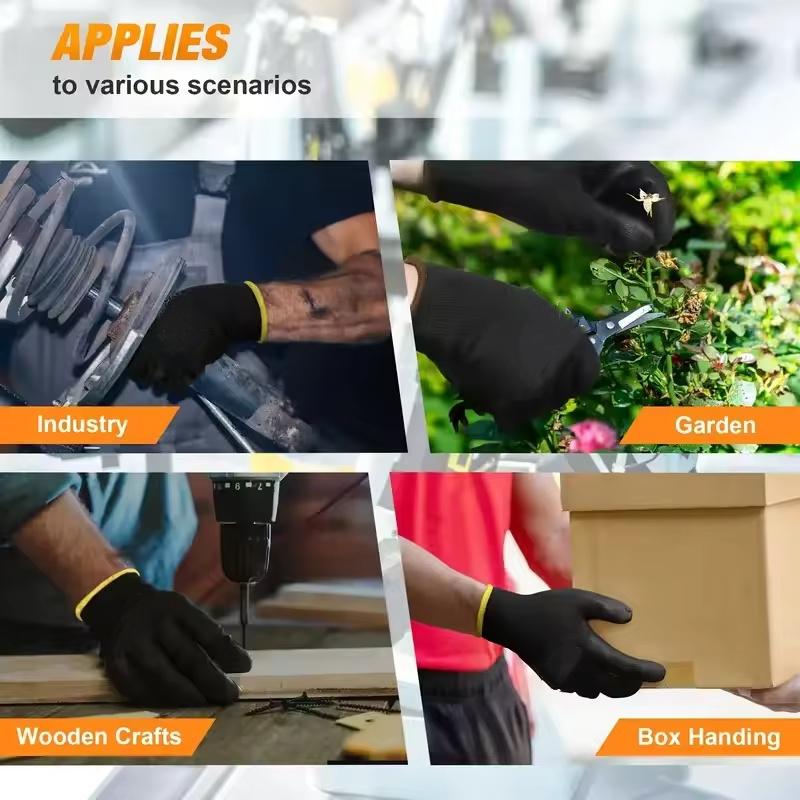 2/6Pairs PU Coated Safety Work Gloves Non-Slip Seamless Knit Nylon Gardening Gloves with Polyurethane for Industrial Outdoor Use