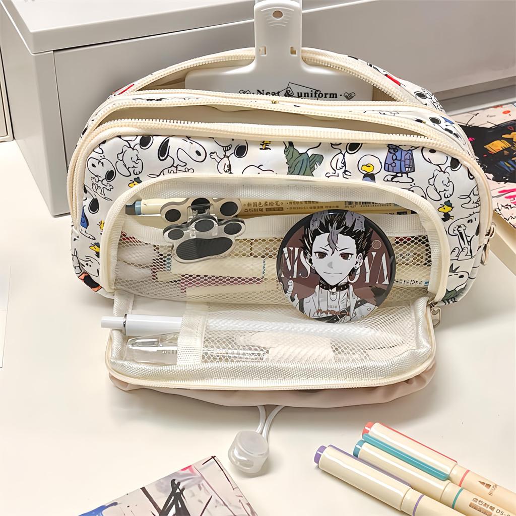 LYLIDIA Creion Creion Snoopy Depozitare Stilou Creion Capacitate Mare Machiaj Creion Papetărie Snoopy Depozitare Papetărie Mare Cadou de Ziua de Naștere Cadou de Intrare Etui,