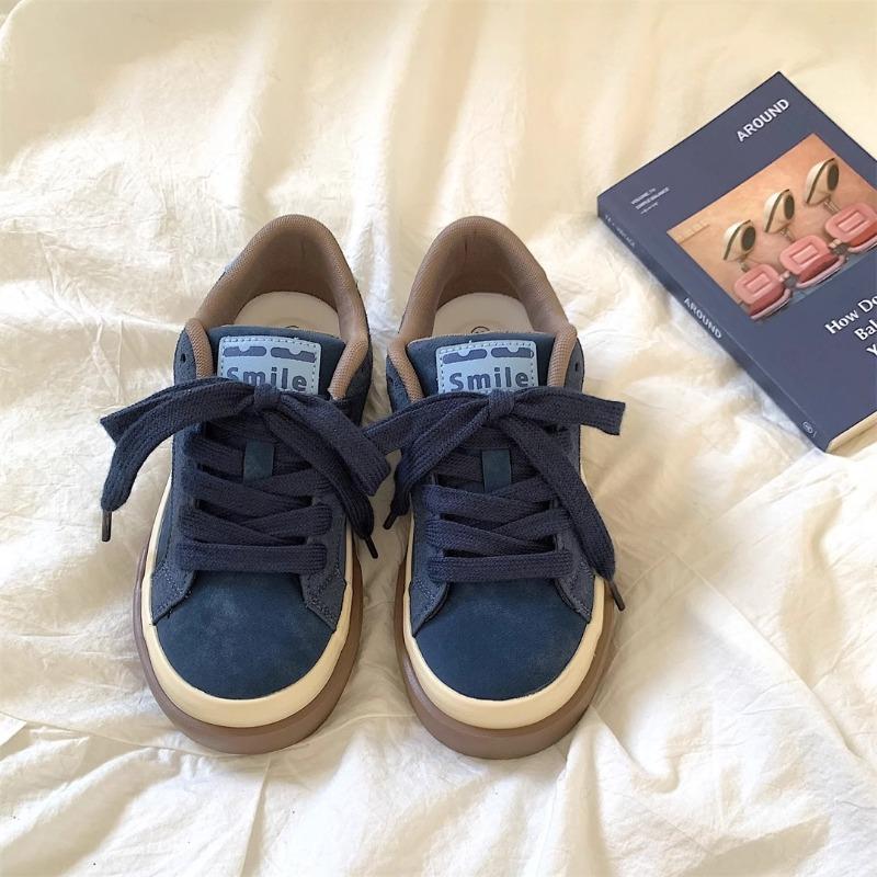 Retro Blue Thick Baseplate Shoes Women's Spring New Versatile Niche Design Sense Sports and Leisure Shoes