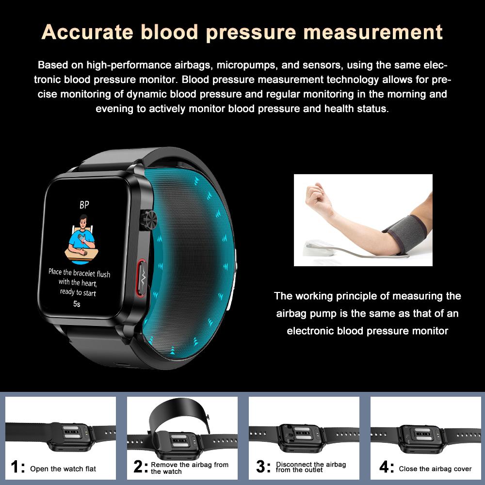SACOSDING New Men's Watch, Air Pump, Safety Airbag, Precision Blood Pressure, Bluetooth Call Smart Watch