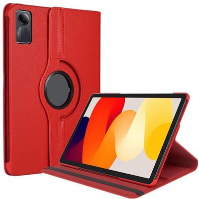 Protective Case - BOOLING - for Xiaomi Redmi Pad SE 11" - 360° Rotating - Red Faux Leather - Multi-Angle