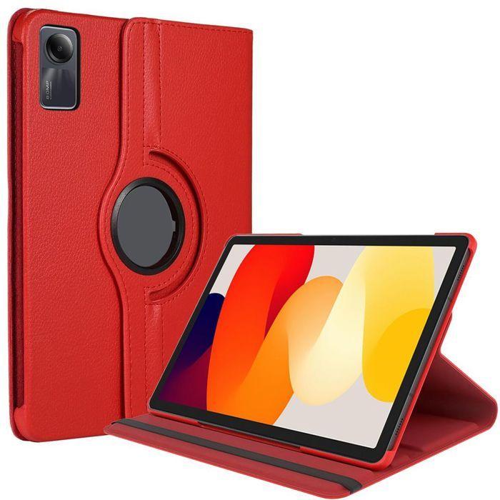 Coque de Protection - BOOLING - Xiaomi Redmi Pad SE 11" - Rotatif 360° - Similicuir Rouge - Multi-Angle