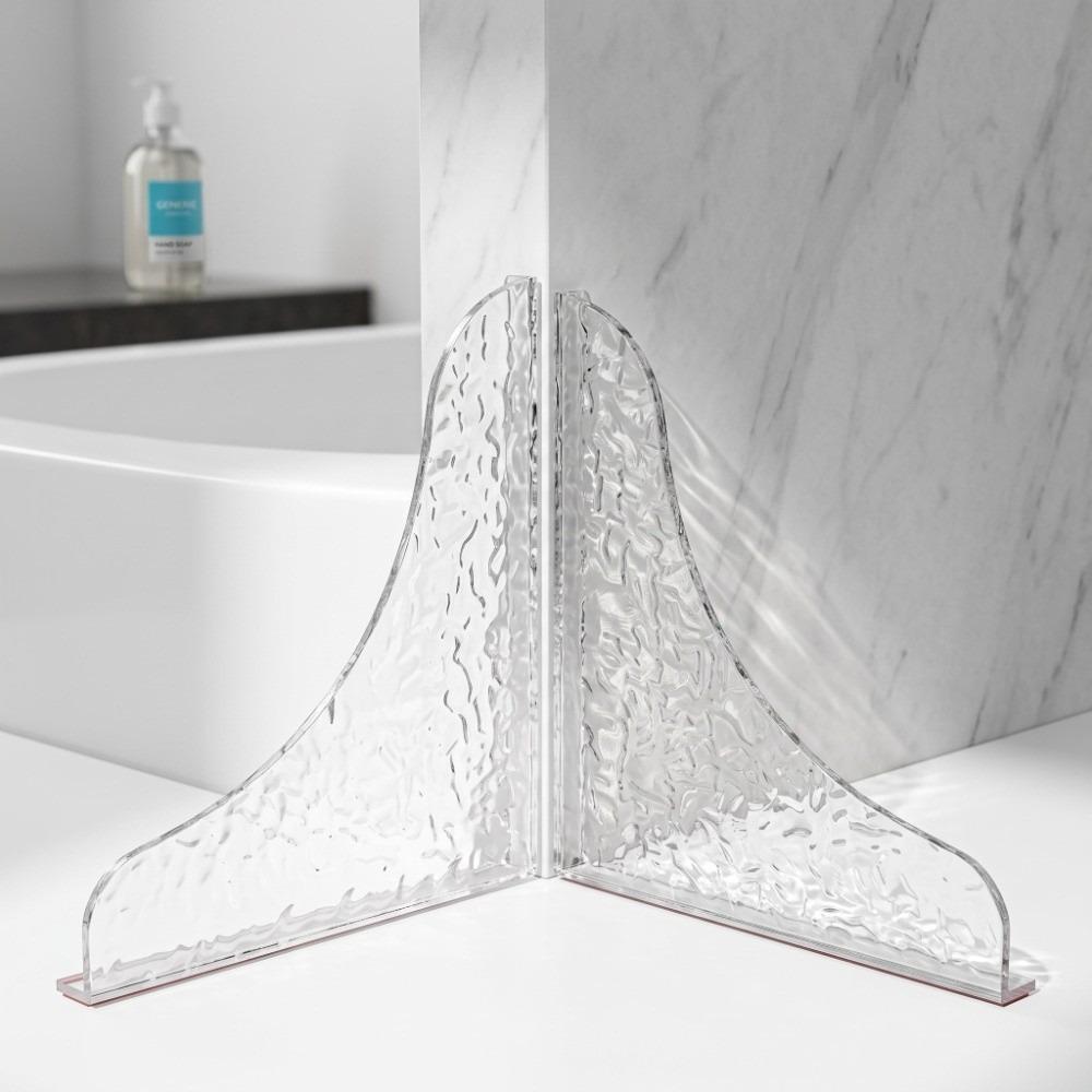 2Pcs Transparent Shower Splash Guard Self-Adhesive Baffle Plate Nail-Free Water Barrier Strip  Sink