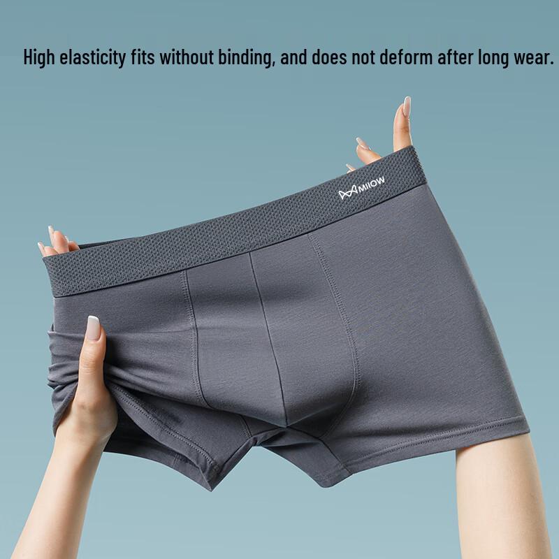 MIIOW Men's Modal Silk Blend Antibacterial Boxer Briefs 4-Pack