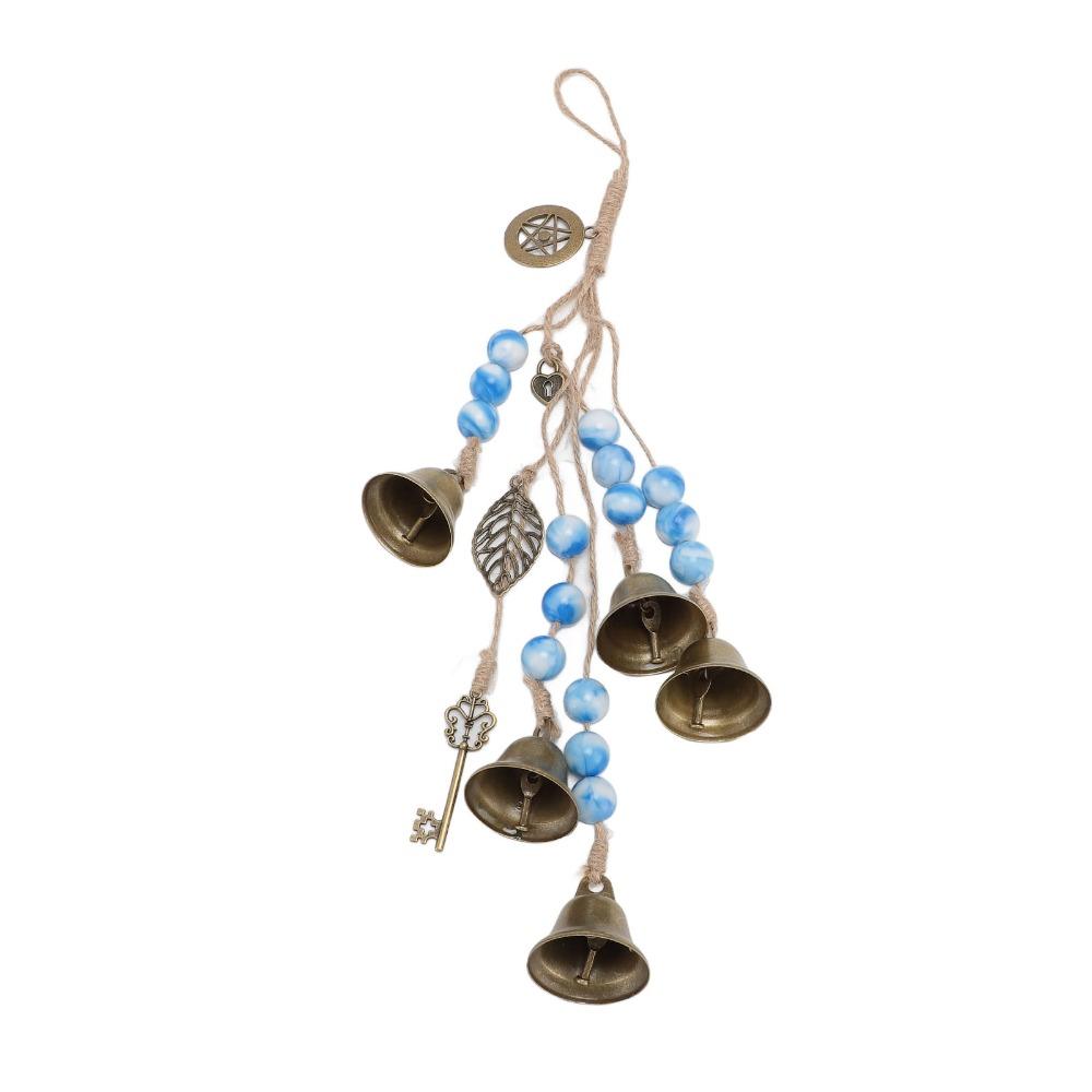 2pcs Metal Bells Door Hanging Bell Wood Beads Wind Chimes Decorative Witch Bells  Home Room Decor