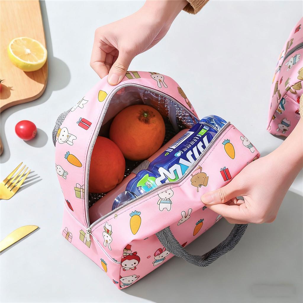 1/2PCS Cute Cartoon Bento Lunch Bag Aluminum Foil Handheld Lunch Bag for Office Workers Portable Meal Package