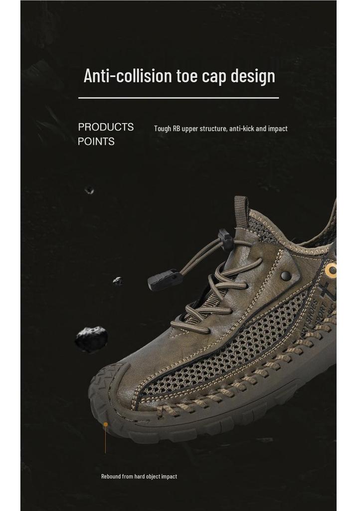 Handmade Men's 2026 New Summer Mesh Hollow Breathable Shoes