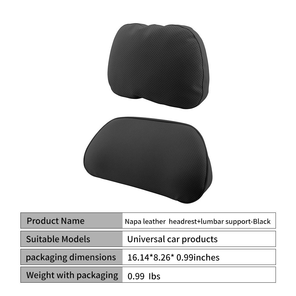 Nappa Leather Car Headrest & Lumbar Support, Universal Fit Neck Pillow Back Cushion For Tesla Model 3 Y Highland Juniper