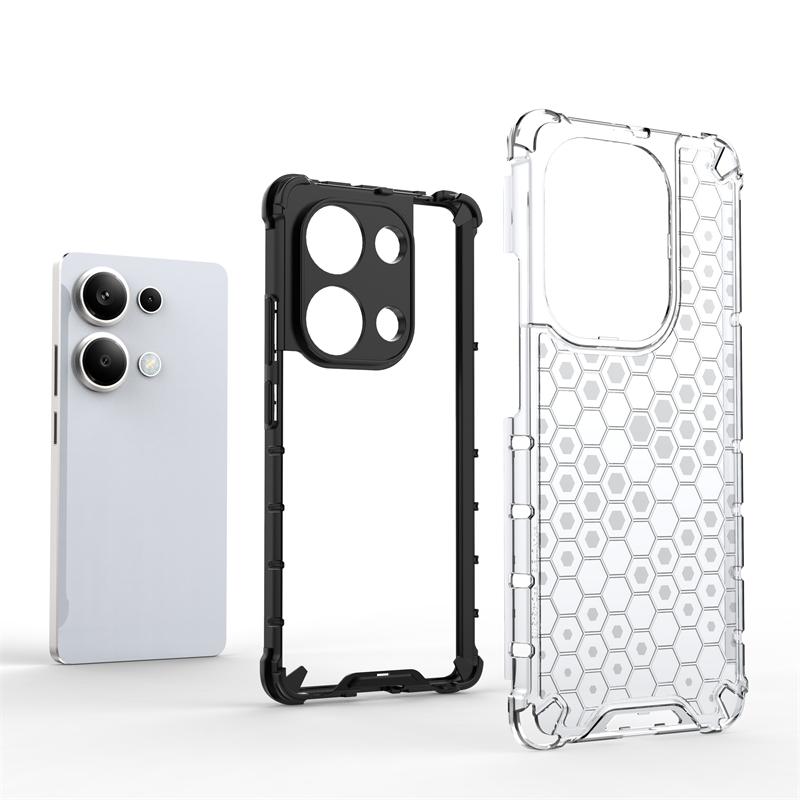Shockproof Transparent Case For Xiaomi Poco M6 Pro Honeycomb Armor Case For Poco M6 Pro Case Cover For Poco M6 M 6 Pro 6.67inch