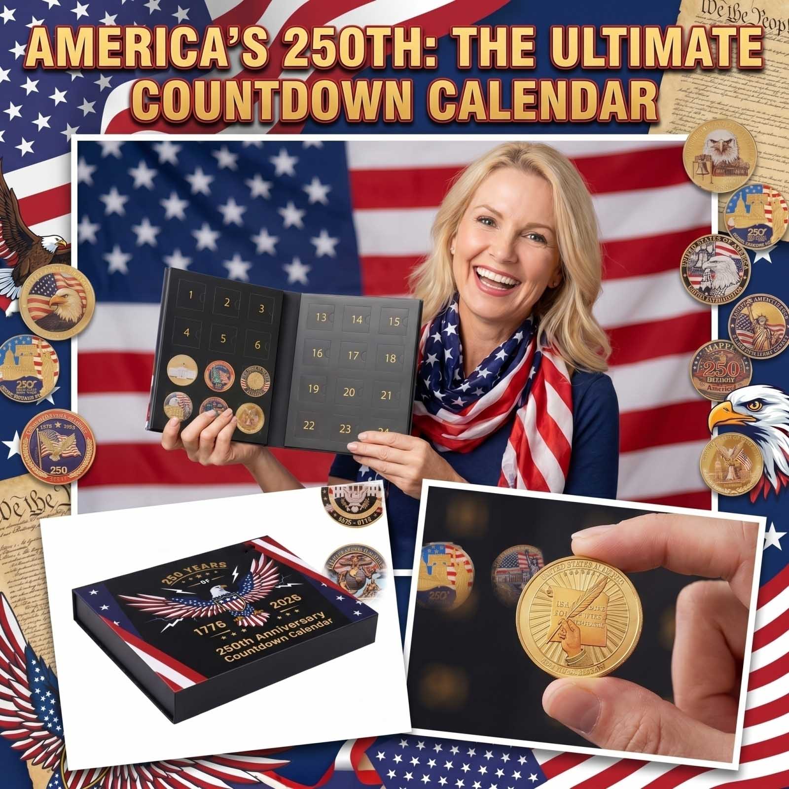 

Patriotic Themed Countdown Calendar Box, -Day Commemorative Coin Advent Calendar, Collectible Souvenir Gift Set One Size