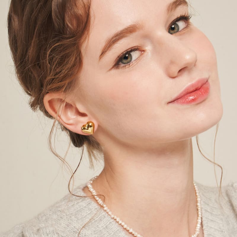 Murmur [925silver]Volume Heart Stud Earring