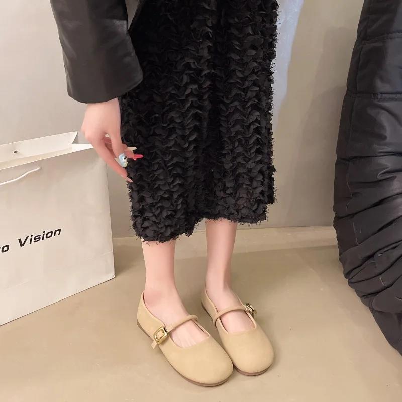 Móda 2025 Móda Dámské boty Mělké Dámské baleríny Nový Pásek s přezkou Denní Lehké Měkká podrážka Pohodlné Nejprodávanější Baleríny Nízké podpatky