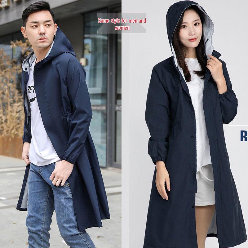 Dámský voděodolný větrovka pláštěnka v korejském stylu střední délky obepínající pas pro elektrická vozidla
