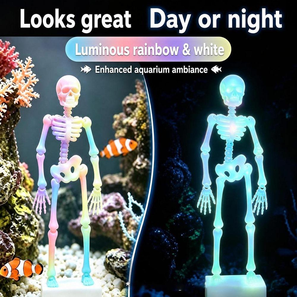 Bubble Activated Aquarium Skeleton Ornament Luminous Skeleton Air Stone Fish Tank Decoration