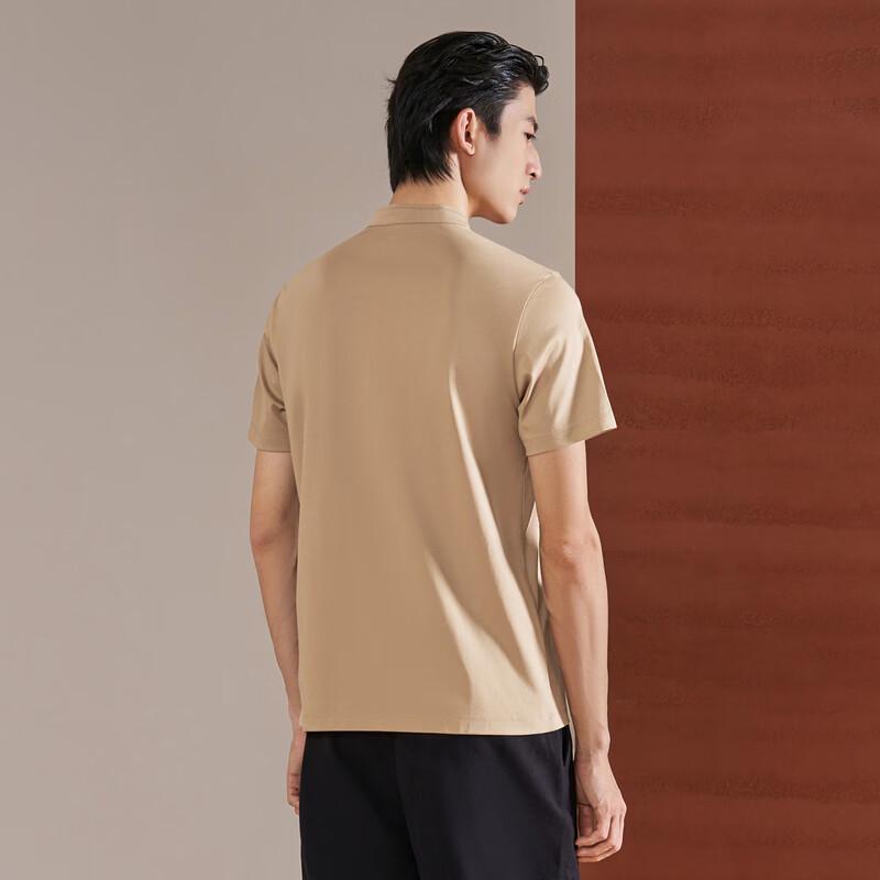 SEVEN Men's Linen Blend Stand-Collar Short Sleeve Polo Shirt
