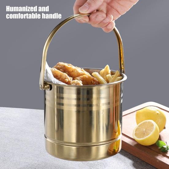 Yangyizhi Seau à Glace en Acier Inoxydable avec Passoire Amovible, Refroidisseur de Vin Bar Champagne pour Bière Vin Rouge, Portable Snacks Maison