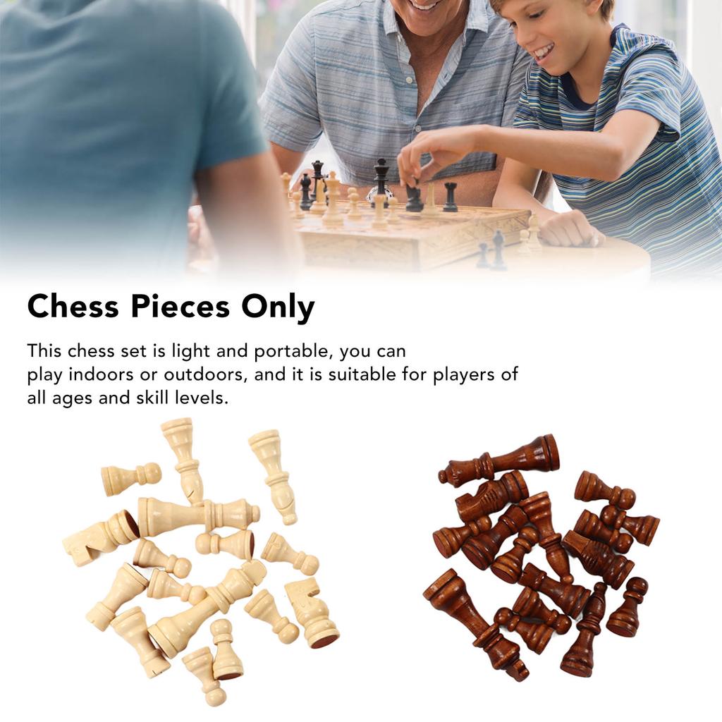 Chess Pieces Only 91mm King Height 32PCS Two Colors Chess Game Pawns for Home Party